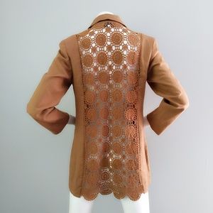 Laundry Shelli Segal Open Back Crochet Lace Blazer